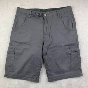Prana Mens Shorts Small Gray Cargo Zion Belted 12" Inseam Outdoor Hiking UPF